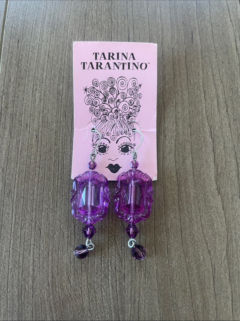 Tarina Tarantino Vibrant Purple Acrylic Drop Earrings for Pierced Ears